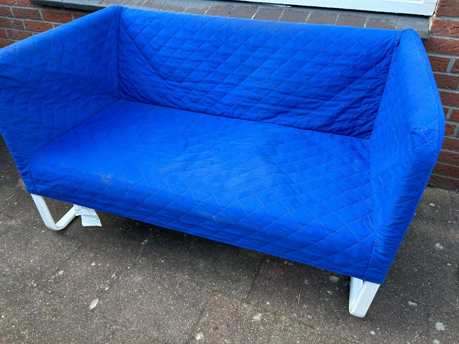 Ikea bankje blauw, Huis en Inrichting, Ophalen, Tweepersoons, 75 tot 100 cm, Zo goed als nieuw