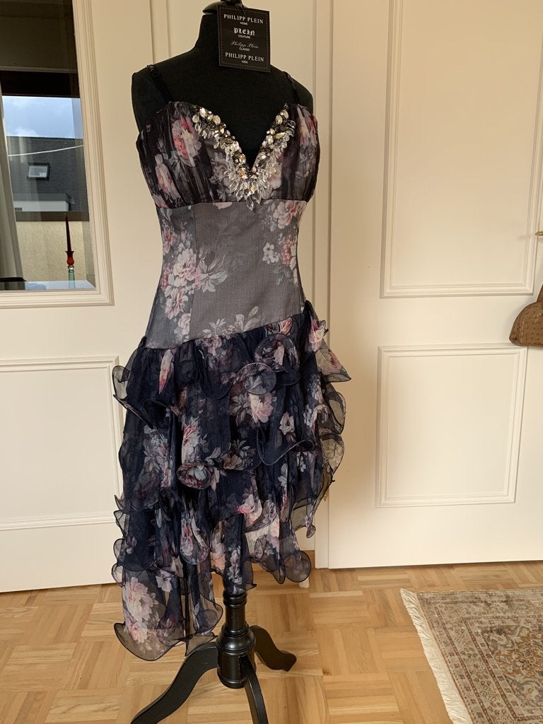 SALE Philipp Plein zijden cocktail jurk m. rozen + Swarovski, Kleding | Dames, Meerkleurig, Nieuw, Cocktailjurk, Ophalen of Verzenden