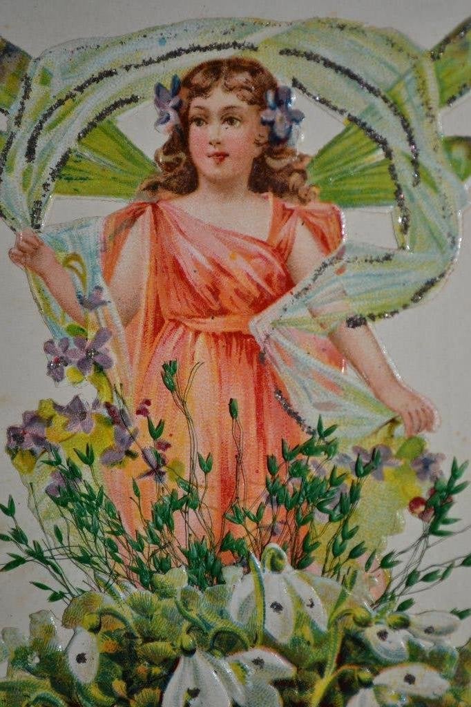 frk 1908  poesieplaatje  meisje engeltje sneeuwklokjes, Ophalen of Verzenden, Voor 1920, Gelopen, Sterren en Beroemdheden