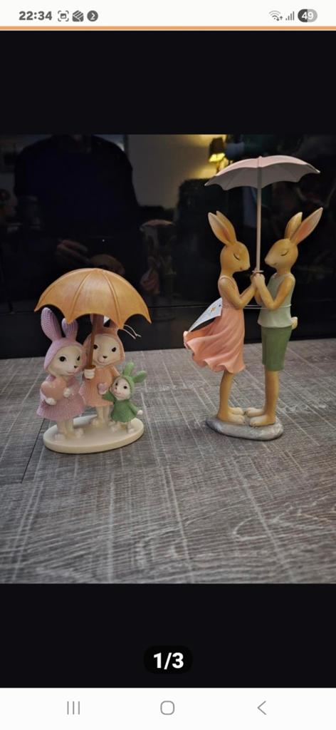 Set van twee schattige konijnen beelden., Verzamelen, Beelden en Beeldjes, Ophalen of Verzenden, Nieuw, Dier