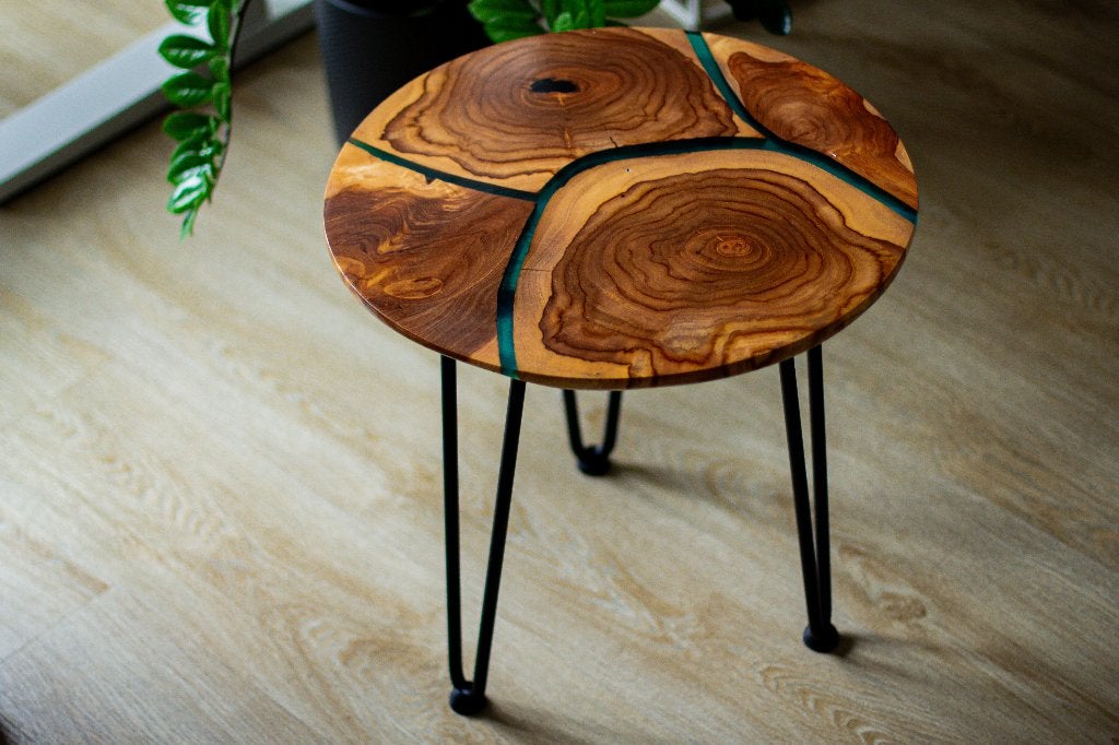 Design Epoxy River Salontafel Ø45 | Handgemaakt, Huis en Inrichting, Tafels | Salontafels, Minder dan 50 cm, Rond, Nieuw, Minder dan 50 cm