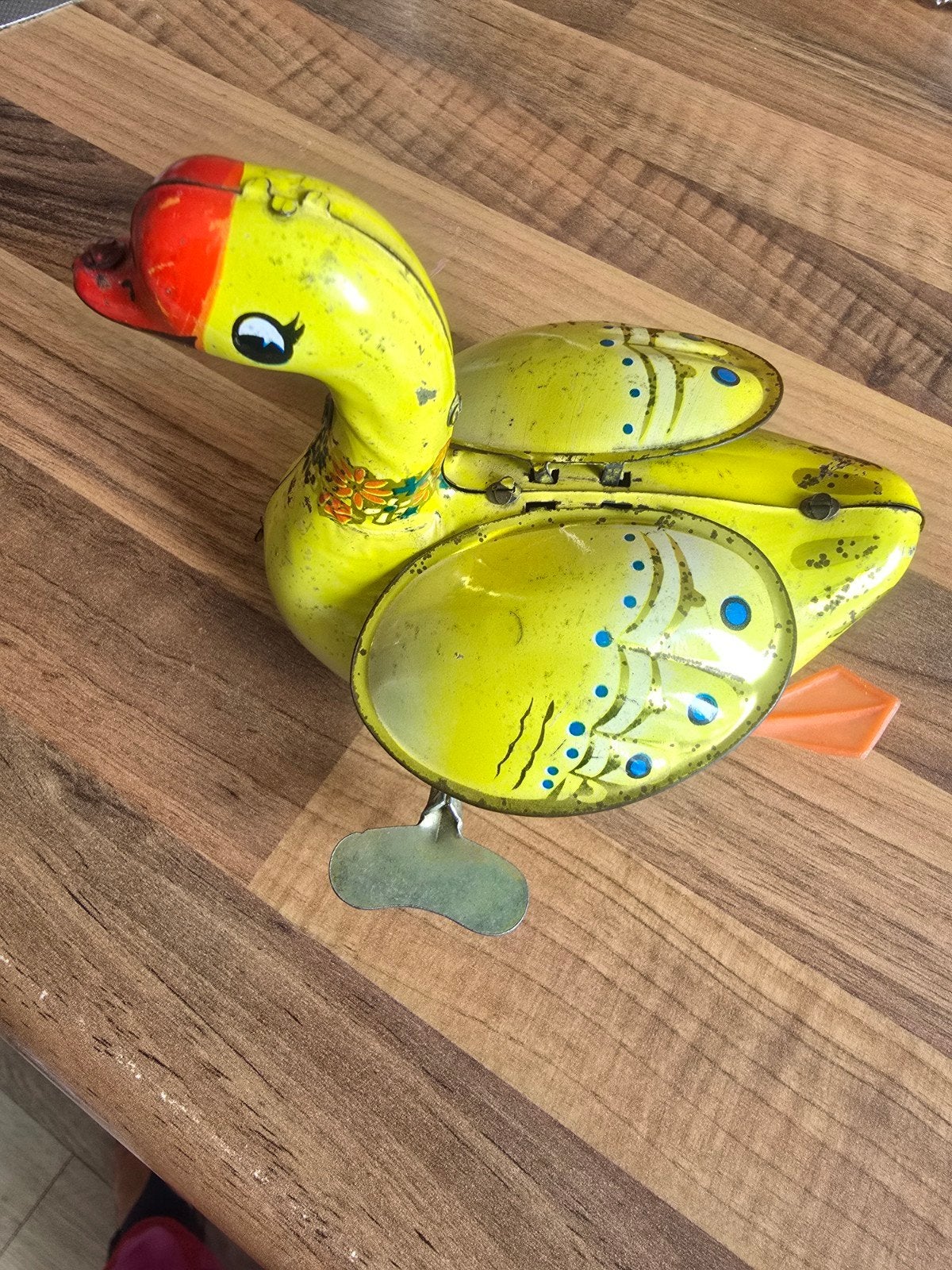 Vintage Opwind Eend - Blikken Speelgoed, Antiek en Kunst, Antiek | Speelgoed, Ophalen of Verzenden