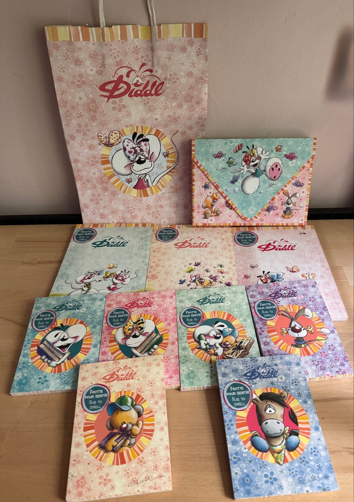 Diddl verzameling: tas, envelopbox, Ophalen of Verzenden, Verschillende figuren, Zo goed als nieuw, Papier, Kaart of Schrift
