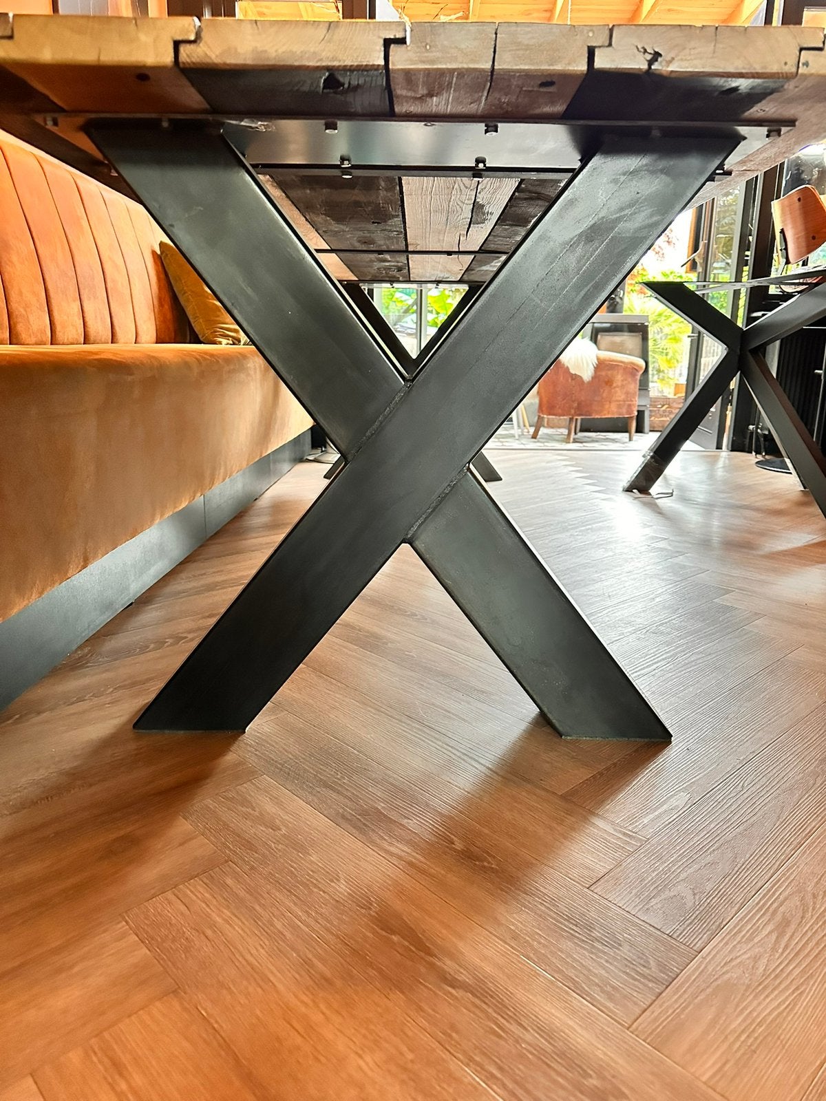 Kruispoot voor tafel. 2 stuks. Stalen X poten, Huis en Inrichting, Tafelonderdelen, Ophalen, Rechthoekig, 50 tot 100 cm