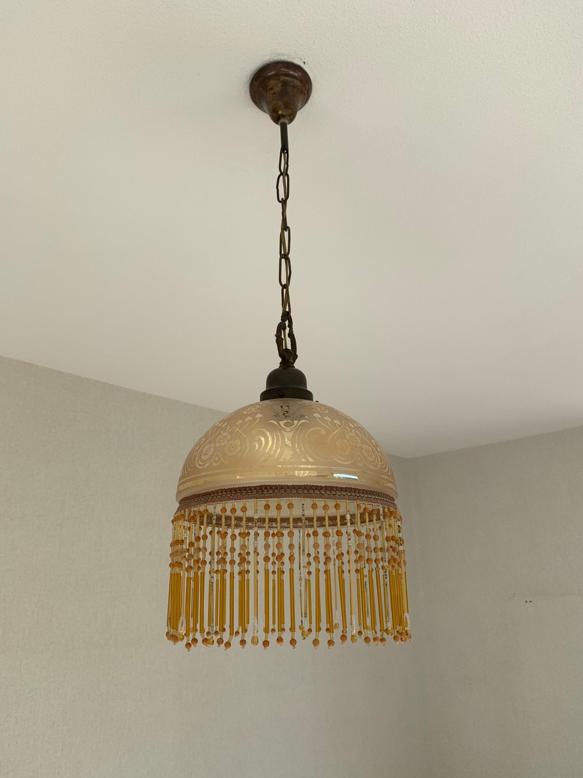 Vintage geslepen glas  hanglamp, Huis en Inrichting, Ophalen of Verzenden, Zo goed als nieuw