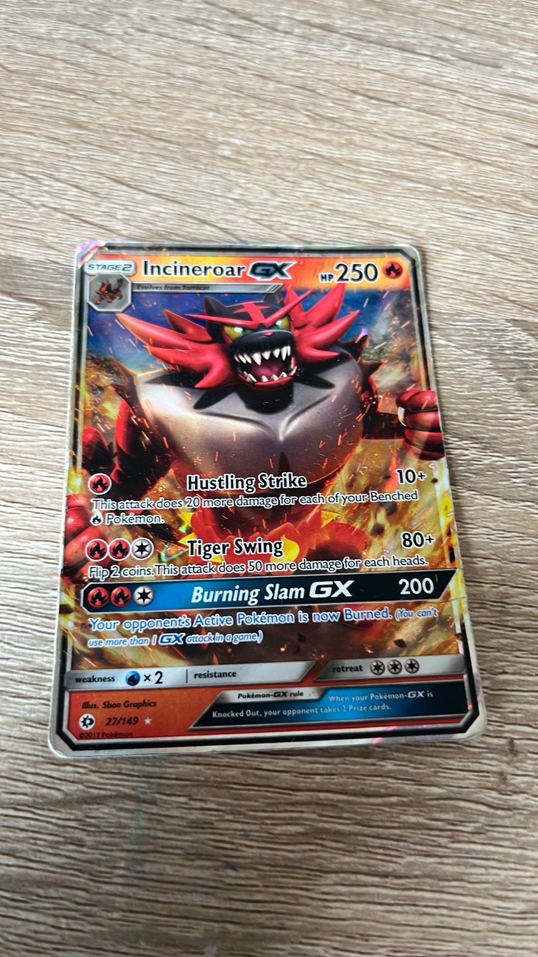 Incineroar GX Pokémon kaart - Zeldzaam en krachtig, Hobby en Vrije tijd, Verzamelkaartspellen | Pokémon, Gebruikt, Losse kaart