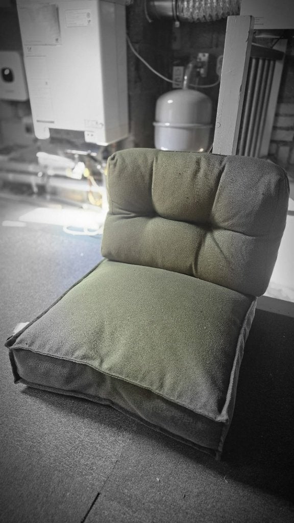 10 groene palletkussens zit & rug, Ophalen, Gebruikt, Loungeset, 5 zitplaatsen