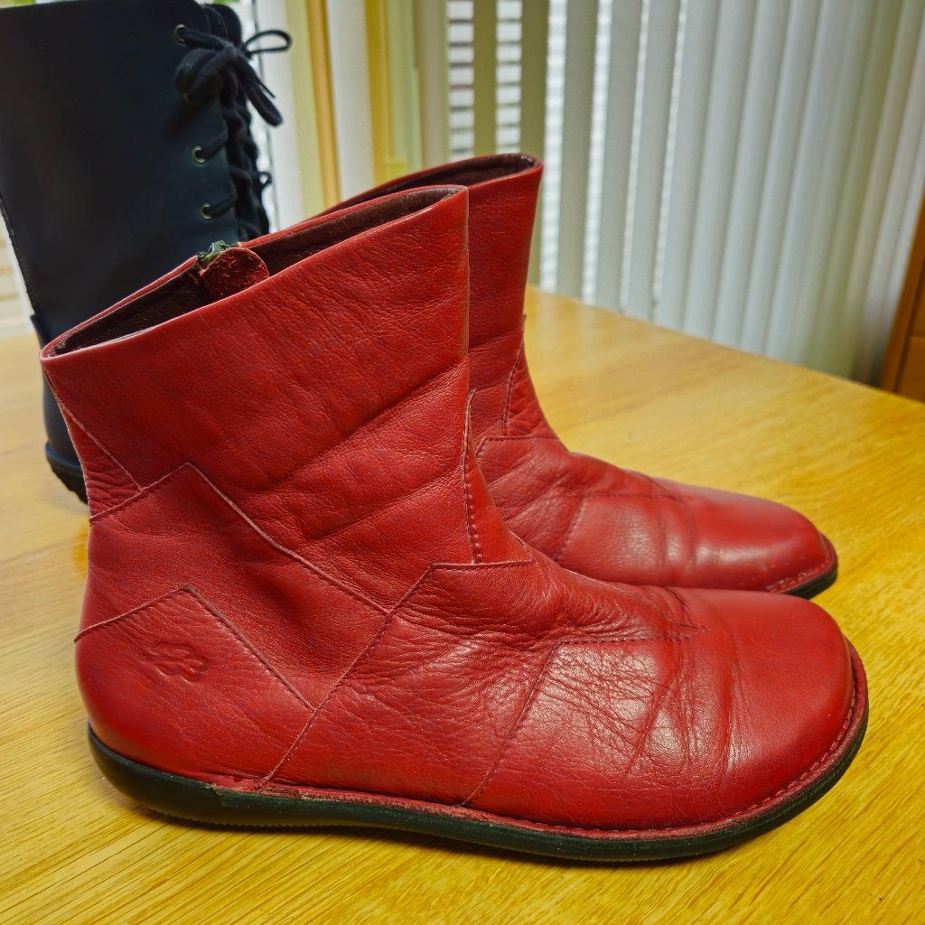 zgan Rood leren Loints laarsjes 39 incl verzend, Kleding | Dames, Verzenden, Zo goed als nieuw, Rood, Loints