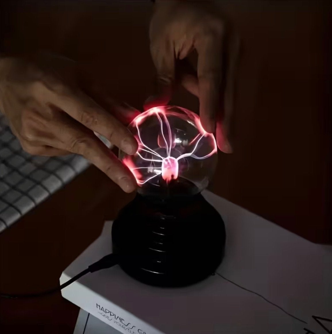 Plasma Bol Lamp - Interactieve Lichtshow, Zwart, Kunststof, Ophalen of Verzenden, Zo goed als nieuw