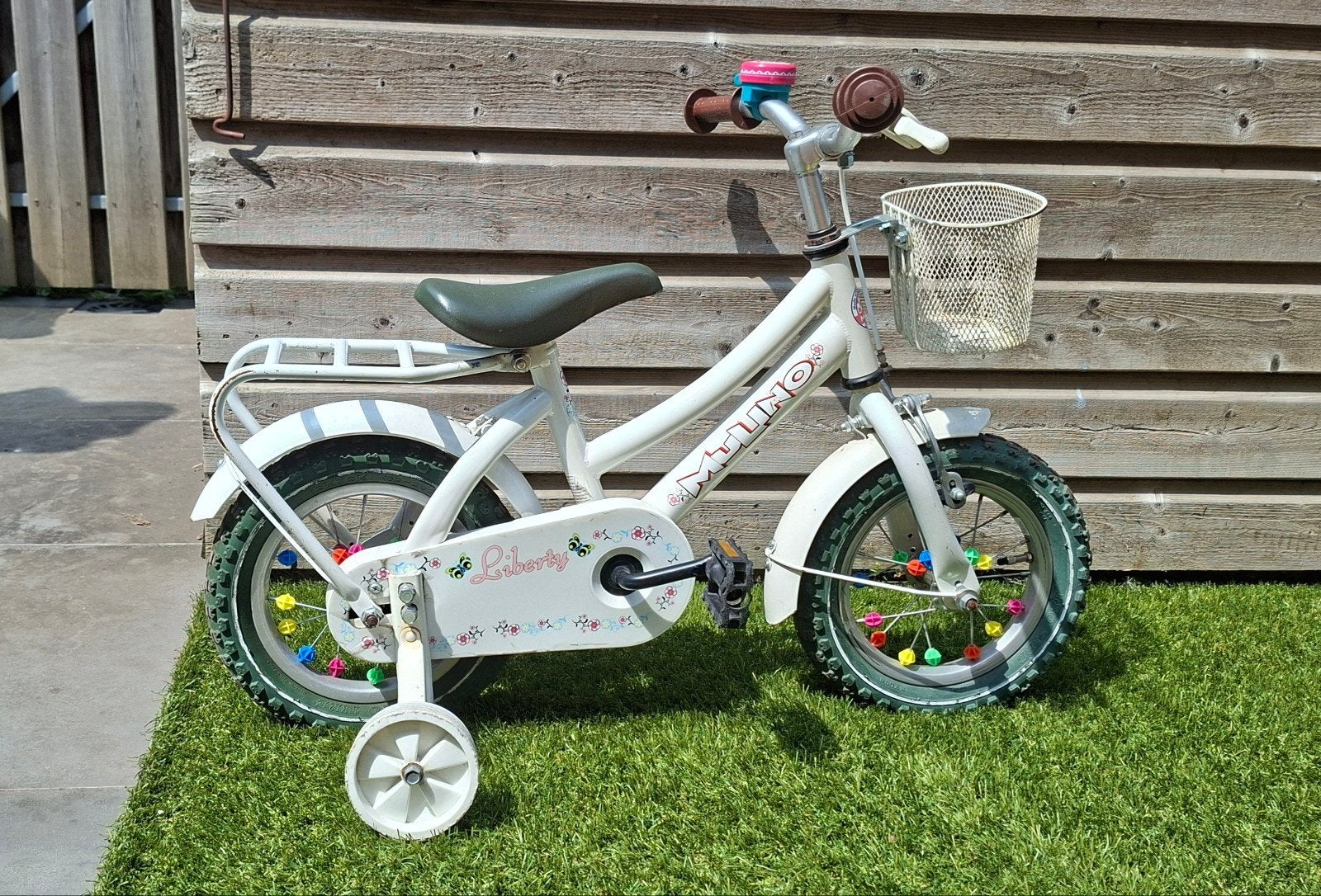 Mulino Liberty 12 inch meisjesfiets met zijwielen, Ophalen, Zijwieltjes, Gebruikt, Minder dan 16 inch