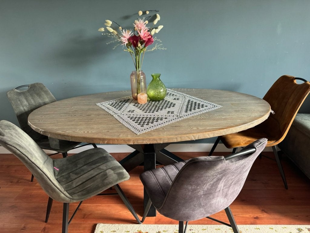 Mango Houten Eettafel (Haco) + 6 Stoelen, 200 cm of meer, Zo goed als nieuw, Rechthoekig, 50 tot 100 cm