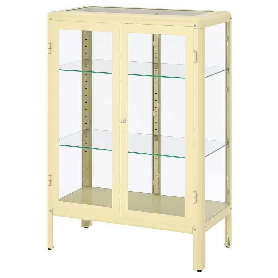 IKEA FABRIKÖR Vitrinekast Botergeel, Ophalen, 100 tot 150 cm, 50 tot 100 cm, Zo goed als nieuw