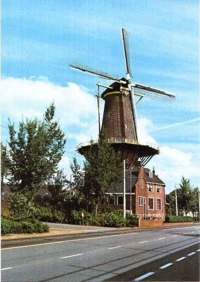 (ZH125) Ansichtkaart Delft molen De Roos, Ophalen of Verzenden, 1980 tot heden, Ongelopen, Zuid-Holland