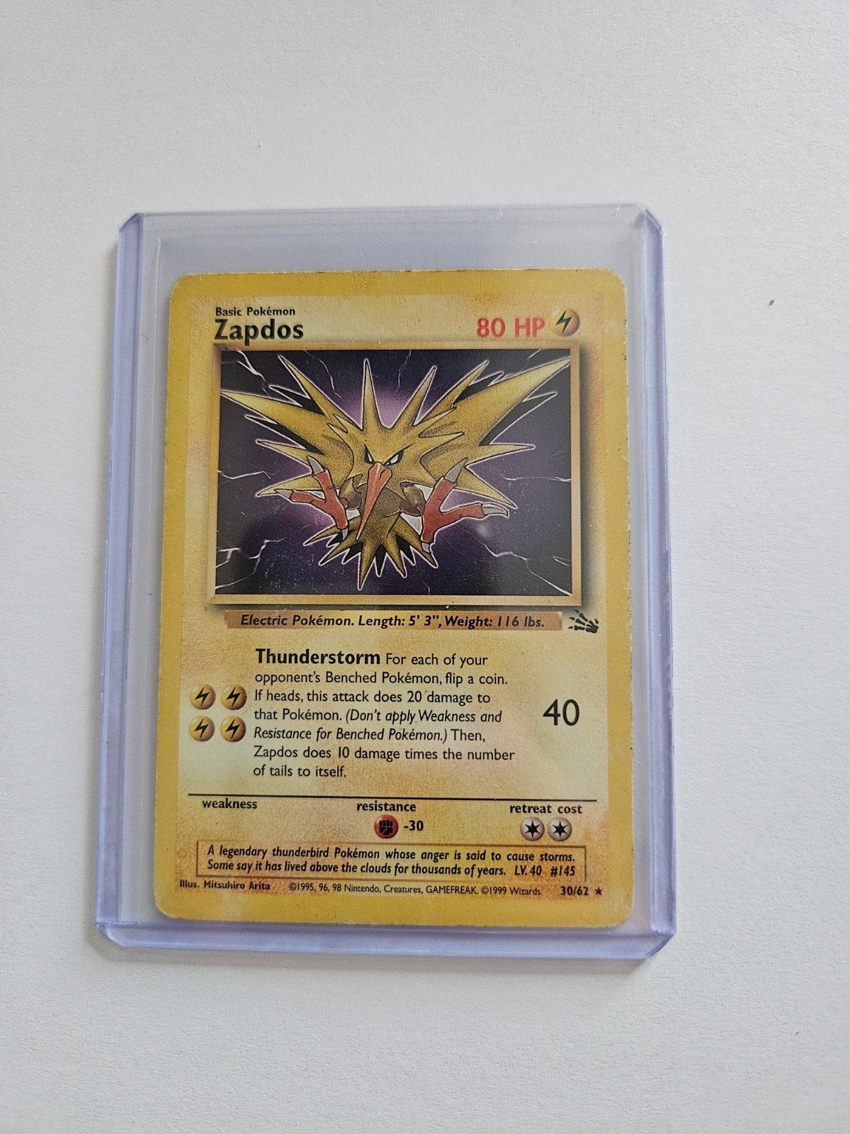 Zapdos 30/62 Fossil, Ophalen, Gebruikt, Losse kaart, Foil
