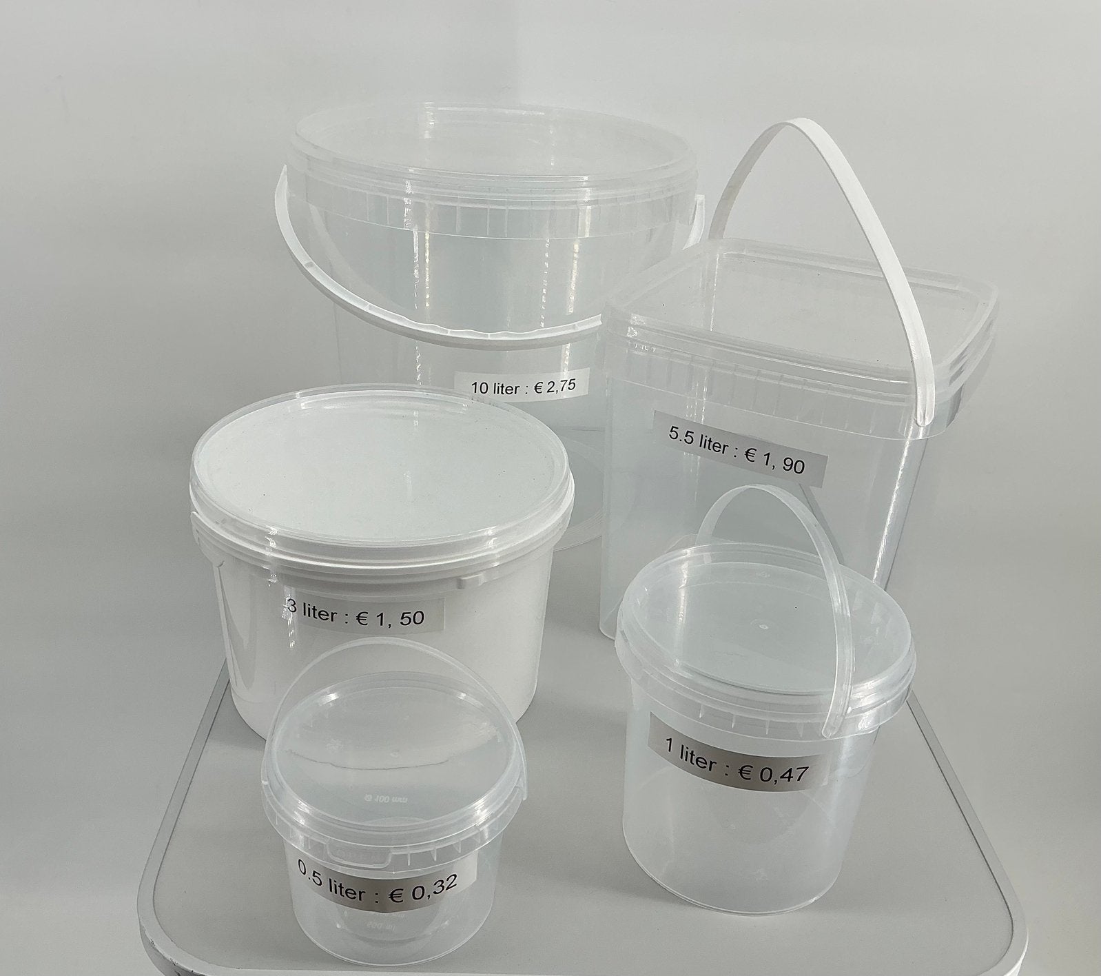 Emmers. Nieuw. Maat : 0.5,1.3,5.5,10 ltr. Vanaf : € 0,32., Huis en Inrichting, Emmers, Ophalen of Verzenden, Nieuw, Kunststof