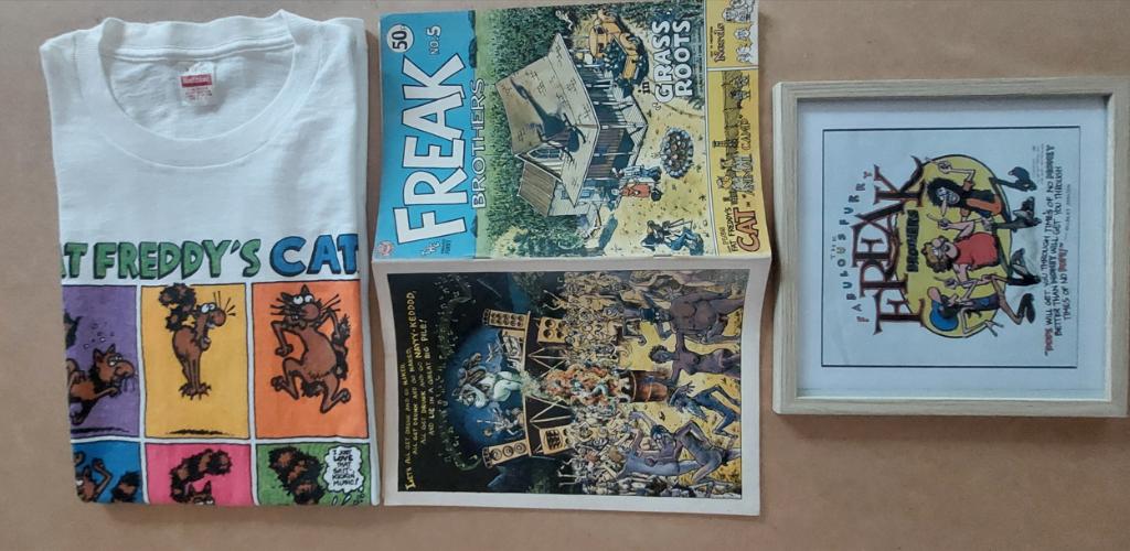 Fat Freddy's Cat  T-shirt + comic + fotolijst, Boeken, Eén comic, Amerika, Ophalen of Verzenden, Gilbert Shelton