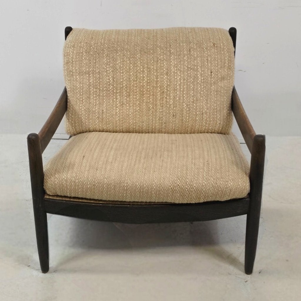 Fauteuil Carl Straub 60s orgineel brutalist mid century, Ophalen, 75 tot 100 cm, Zo goed als nieuw, Stof
