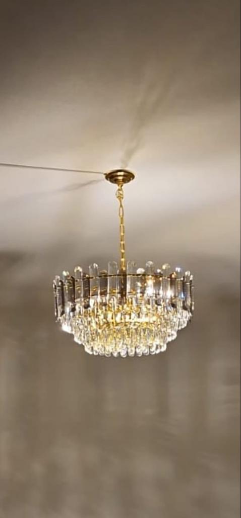 Luxe Kristallen Hanglamp / Gouden Kroonluchter - Diverse Mat, Huis en Inrichting, Ophalen of Verzenden, Nieuw, Glas, Eric kuster