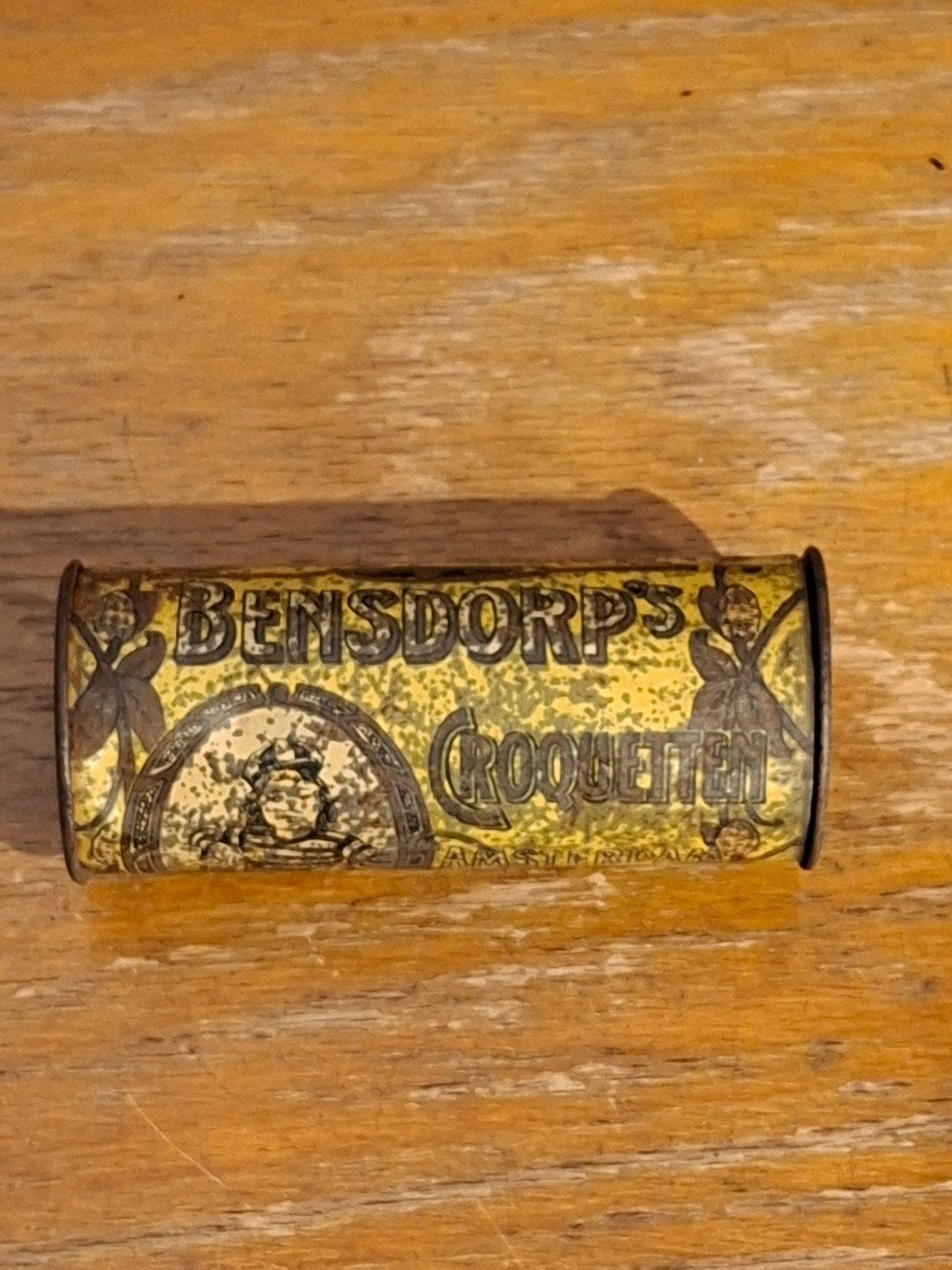 Antieke Bensdorp's Croquetten blikje - wed. J. Bekkers, Verzamelen, Blikken, Ophalen of Verzenden