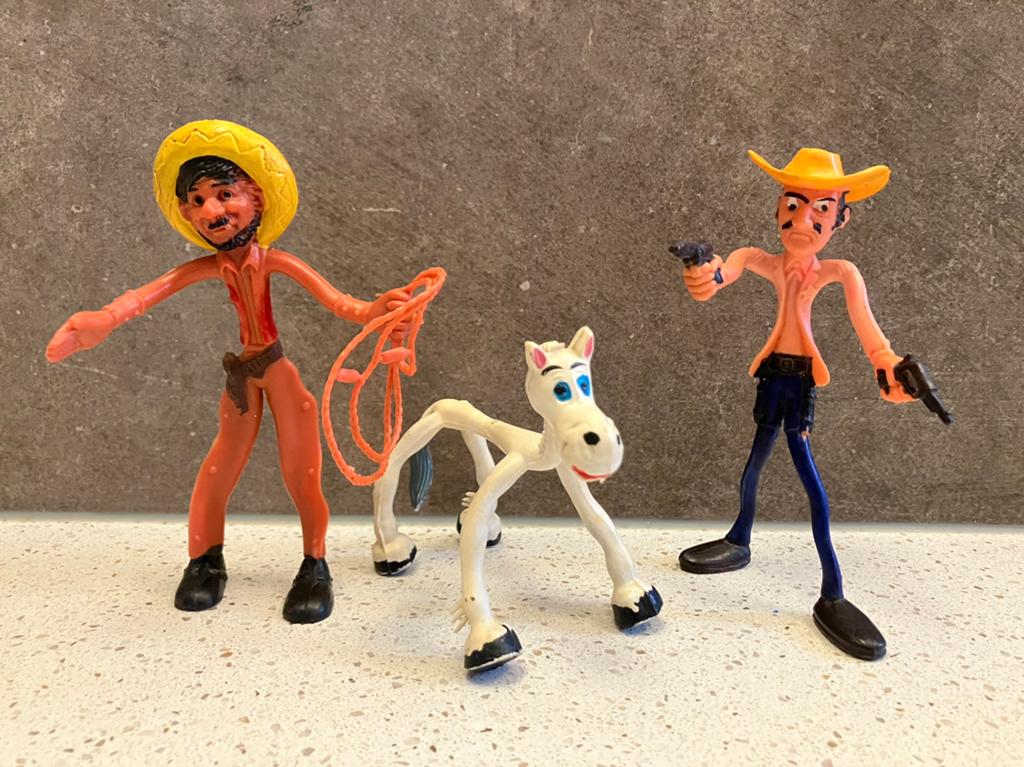 Vintage Plasty - bendy figures cowboy / bandiet / paard, Ophalen of Verzenden, Gebruikt