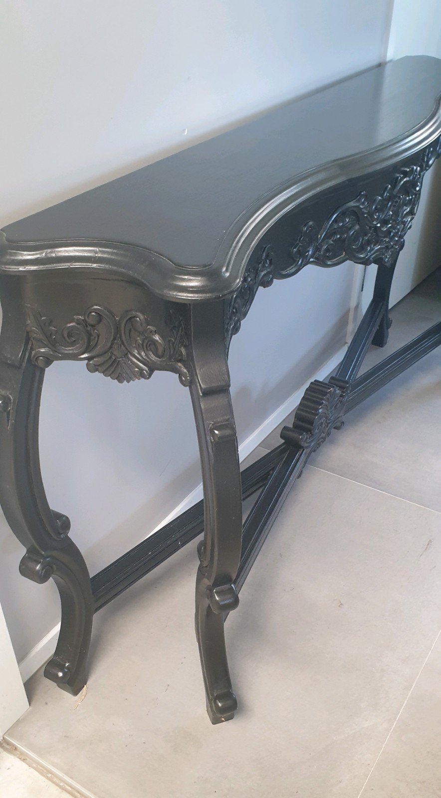 Sidetable, zwart eiken, br 148 cm, Ophalen of Verzenden, Hout