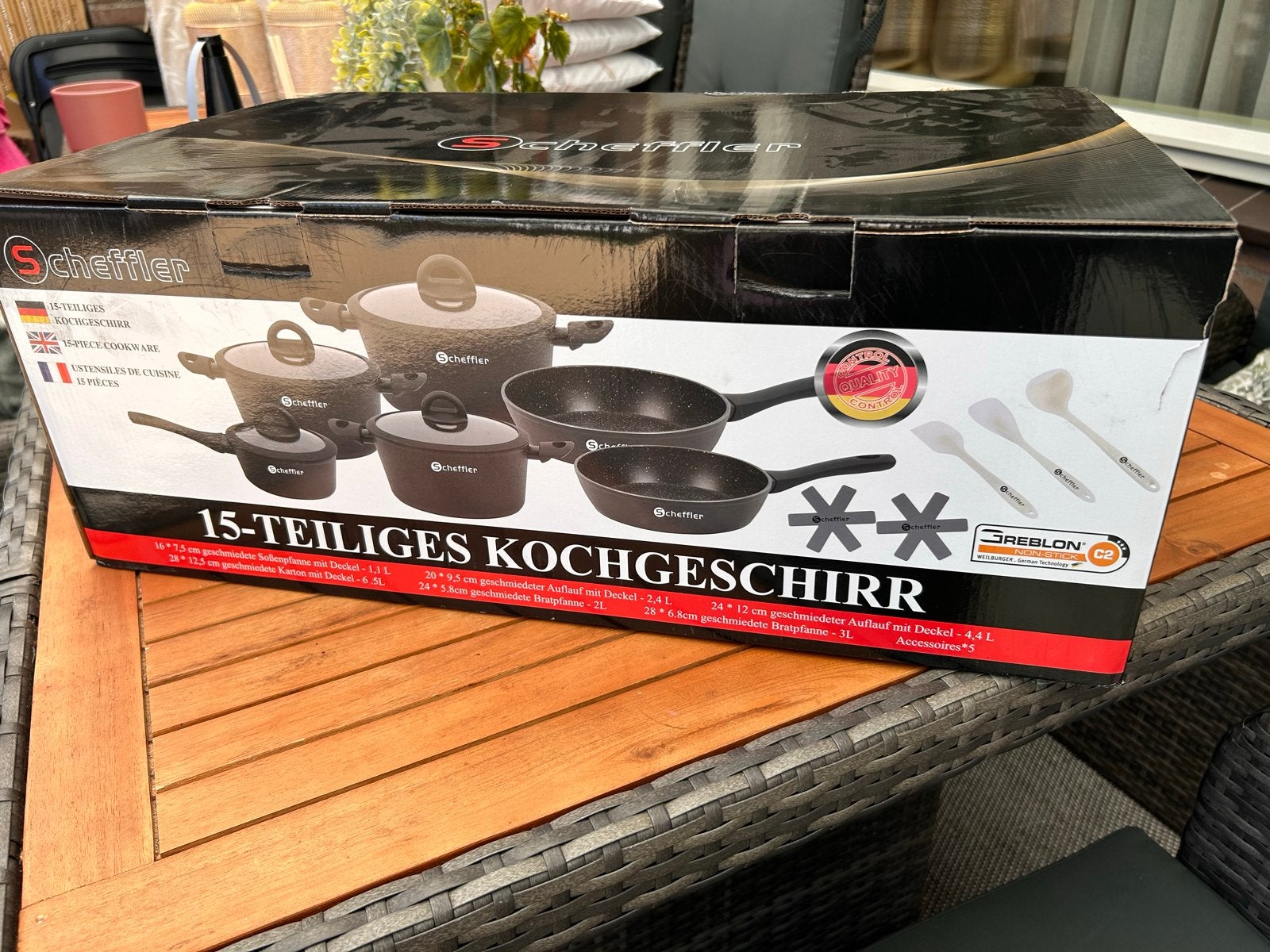 Scheffler 15-delige pannenset - Nieuw in doos, Overige materialen, Antiaanbaklaag, Nieuw, Pannenset