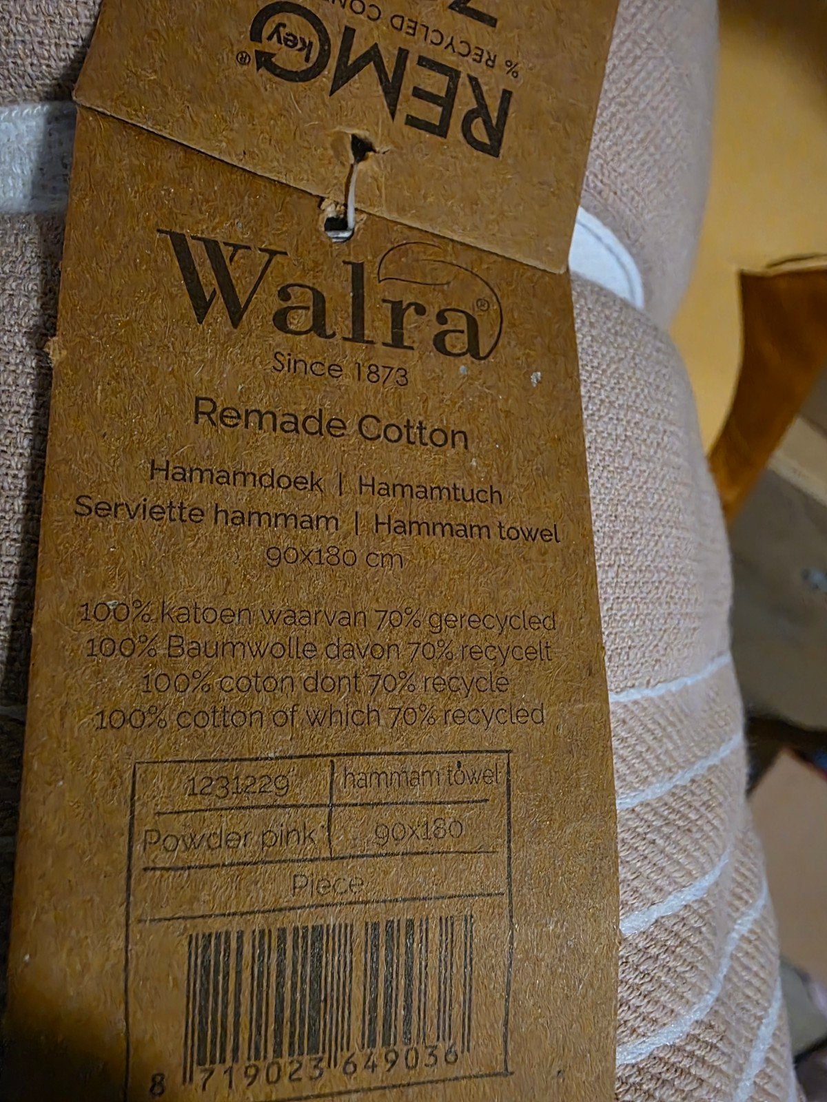 Walra Remade Cotton Hamamdoek - Powder Pink 90x180 cm, Huis en Inrichting, Badkamer | Badtextiel en Accessoires, Overige merken