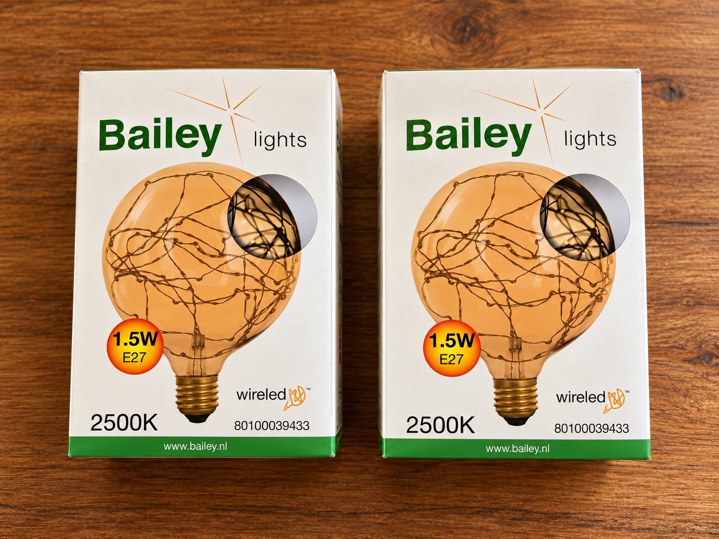 Set 2 Bailey Wireled Très Chic Globe LED lampen –goud – E27, Led-lamp, Nieuw, Warm wit, E27 (groot)
