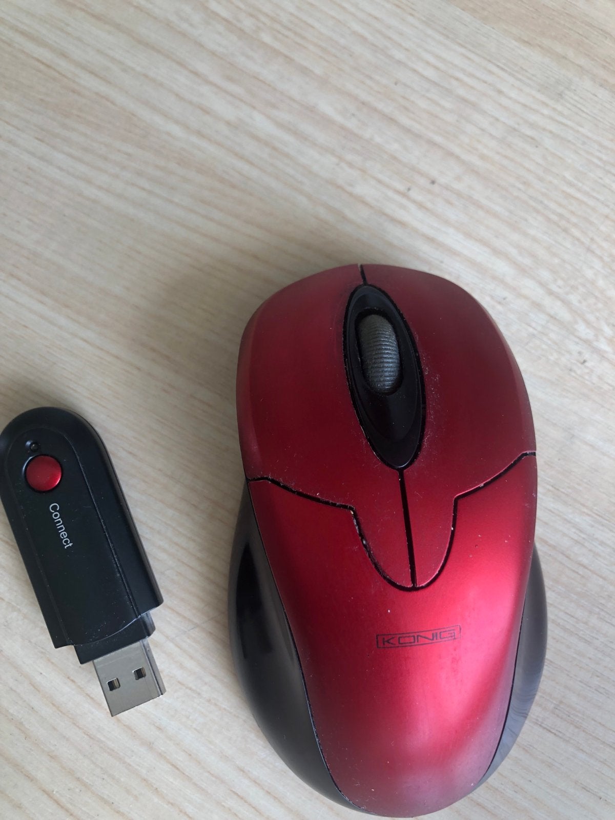 König Draadloze Optische Muis - Rood, Computers en Software, Muizen, Gebruikt, Muis, Rechtshandig, Draadloos, Ophalen of Verzenden