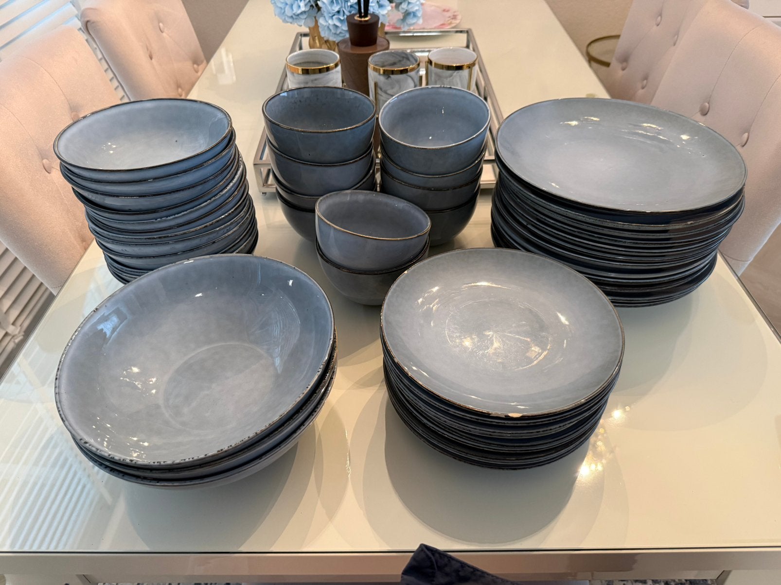 Serviesset +- 12 personen. SIENNA blauw, Ophalen, Overige typen, Zo goed als nieuw, Overige stijlen