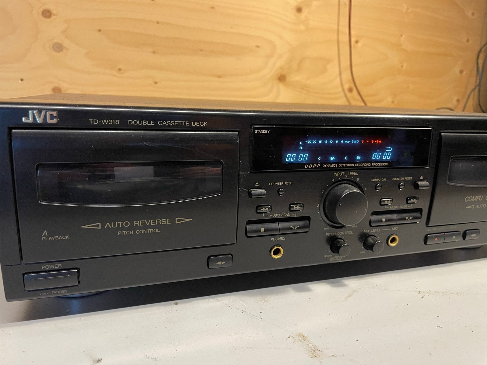 JVC TD-W318 Dubbel Cassettedeck met pitch defect, Ophalen of Verzenden, Dubbel, JVC, Auto-reverse
