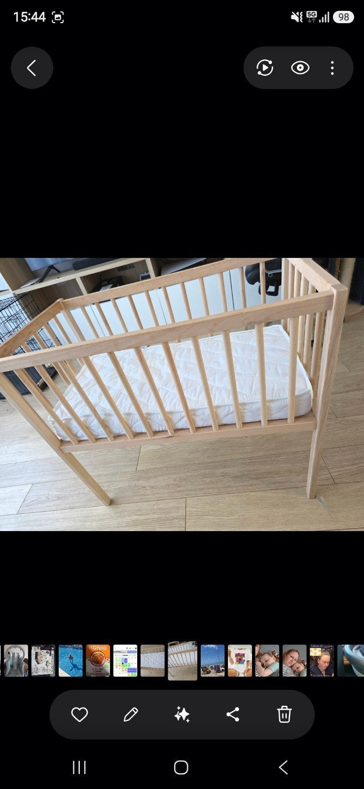 Houten bedje 0-6 maanden inclusief matras, Ophalen, Gebruikt, Wieg