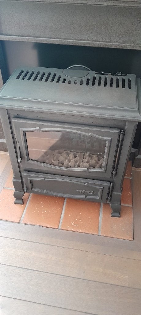Jelle Poppe Schouw + Gietijzeren Efel Gaskachel, Ophalen, Gebruikt