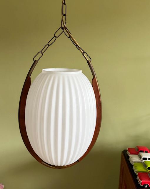Hanglamp, glas, Scandinavisch, Deens Design, vintage, jr 60, Ophalen of Verzenden, Zo goed als nieuw, Glas, Minder dan 50 cm