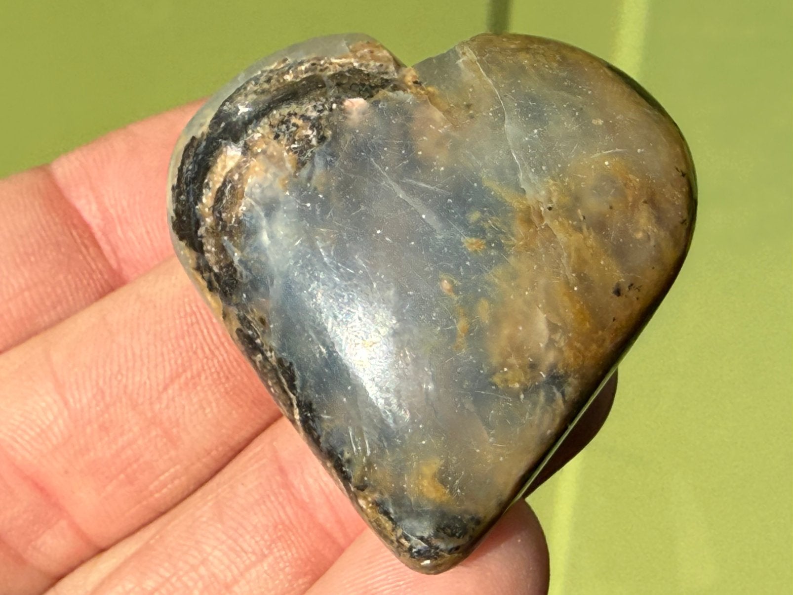 Nr 35 Opaal hart Peru edelstenen mineralen, Ophalen of Verzenden, Mineraal