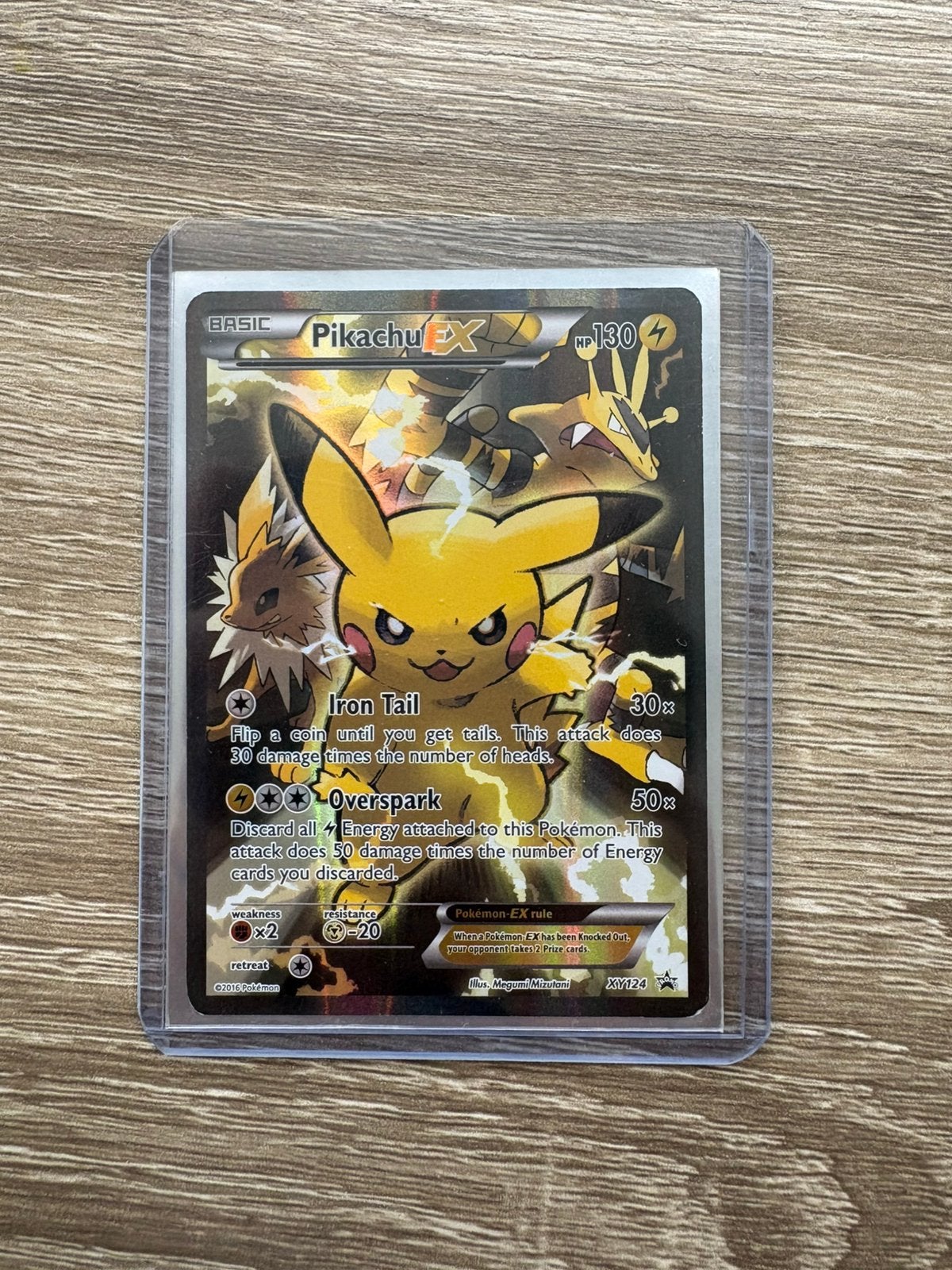 Pikachu EX XY124 Full Art Promo Pokémon Kaart, Ophalen of Verzenden, Zo goed als nieuw, Losse kaart, Foil
