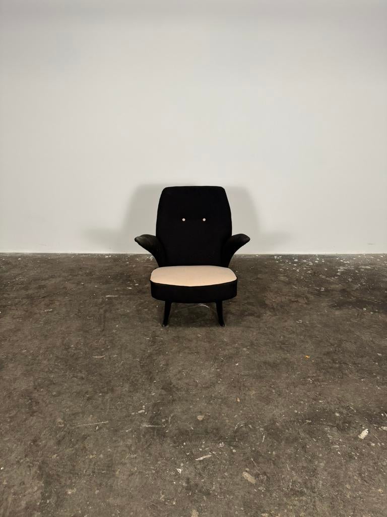 Artifort Pinguin Theo Ruth zwart/beige, Huis en Inrichting, Fauteuils, Gebruikt, Ophalen