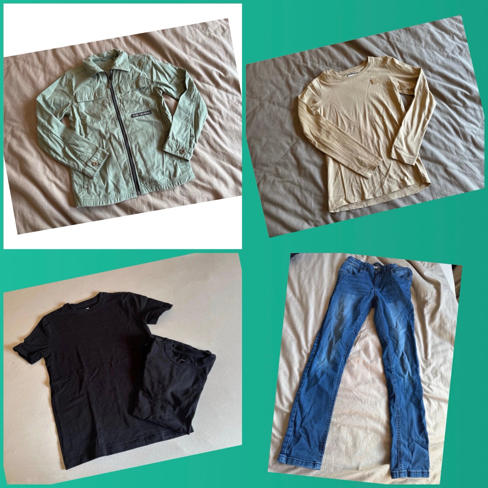 Jongens kledingpakket maat 140 (jasje, shirts, jeans), Ophalen of Verzenden, Zo goed als nieuw, Maat 140