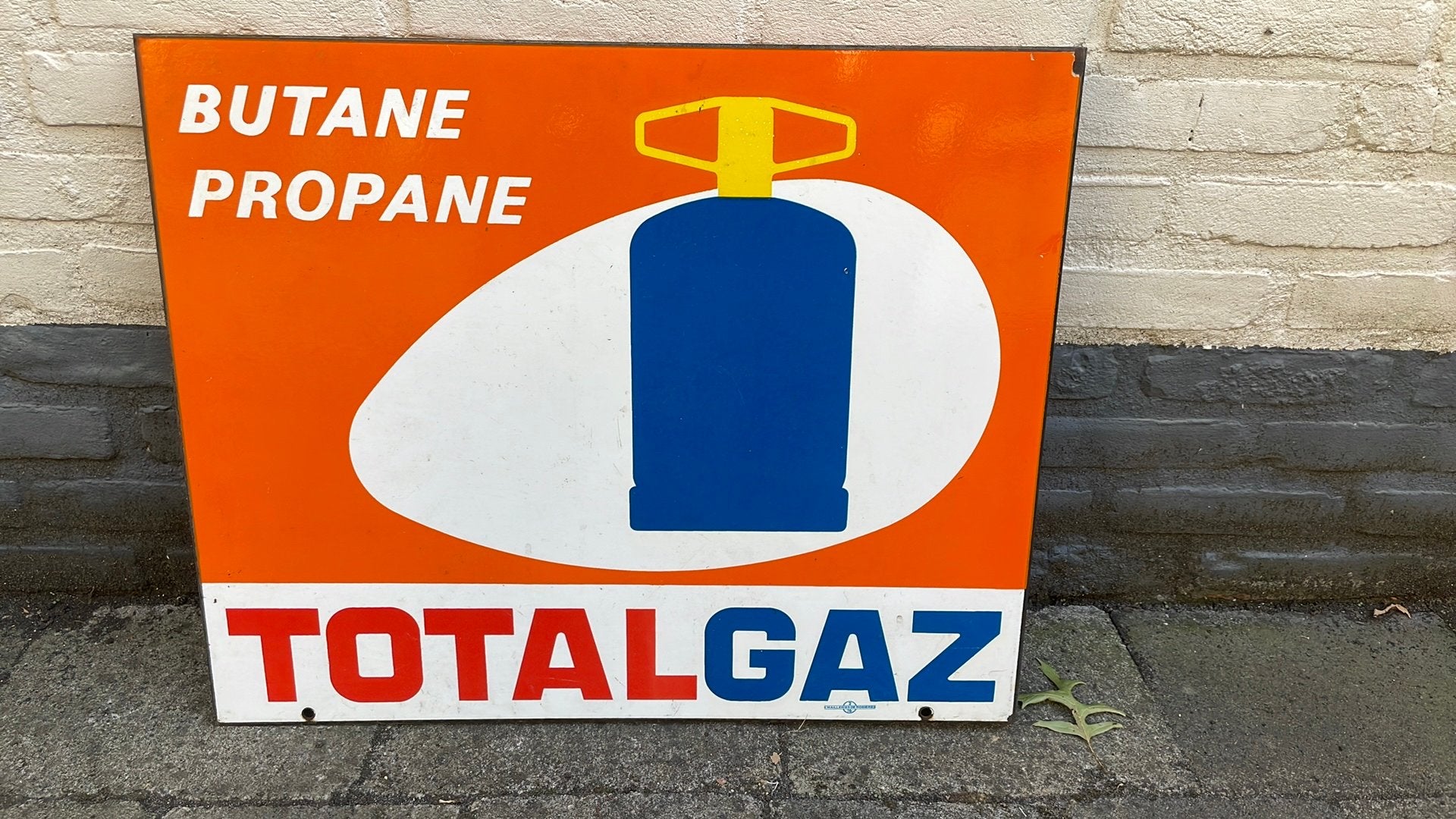 Emaille reclame bord Totalgaz Frankrijk hele mooie staat!, Ophalen of Verzenden, Gebruikt, Reclamebord