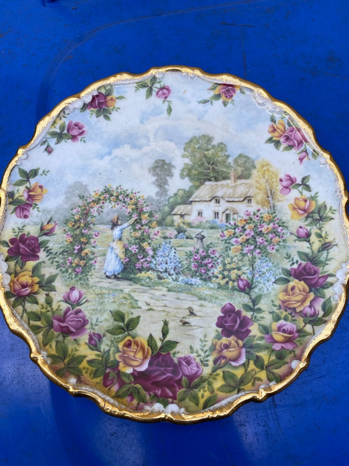 Decoratieve porseleinen wandplaat met landschap, Ophalen of Verzenden