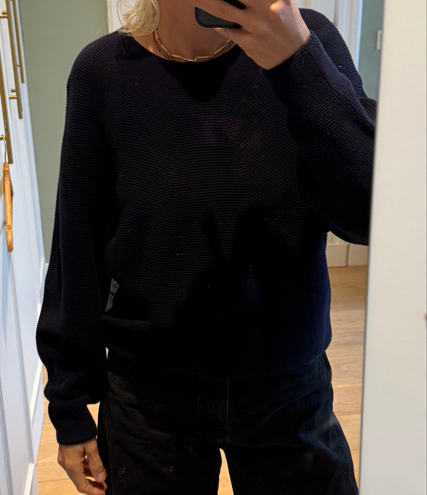Uniqlo donkerblauwe trui, maat S, boothals, Ophalen of Verzenden, Zo goed als nieuw, Maat 36 (S), Blauw