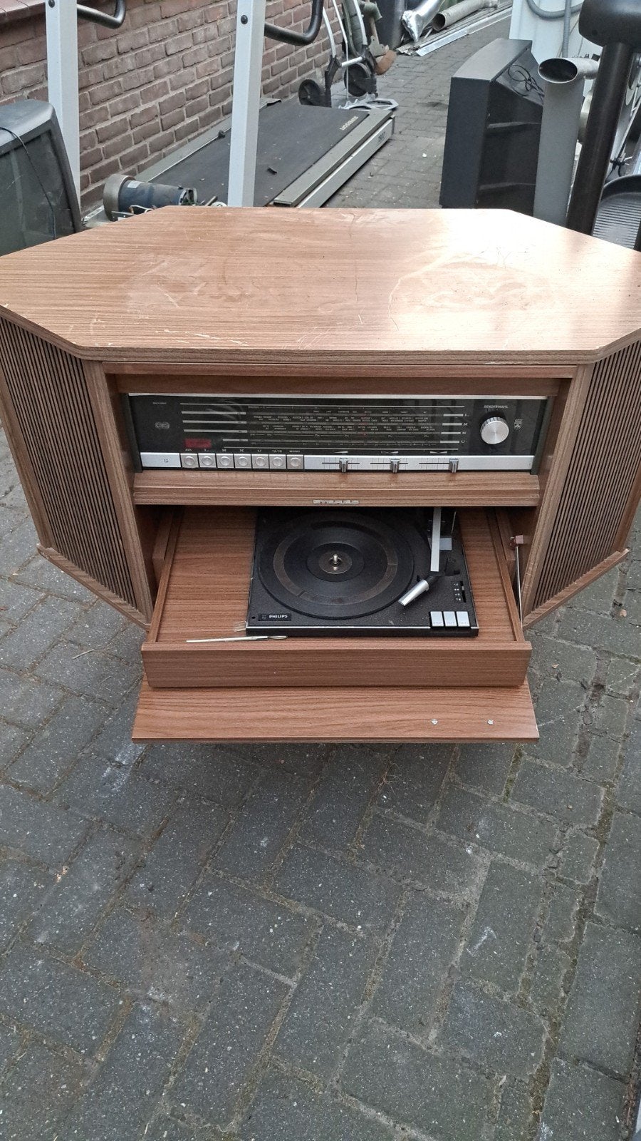 Vintage Grundig Radio Meubel met Philips Platenspeler, Ophalen