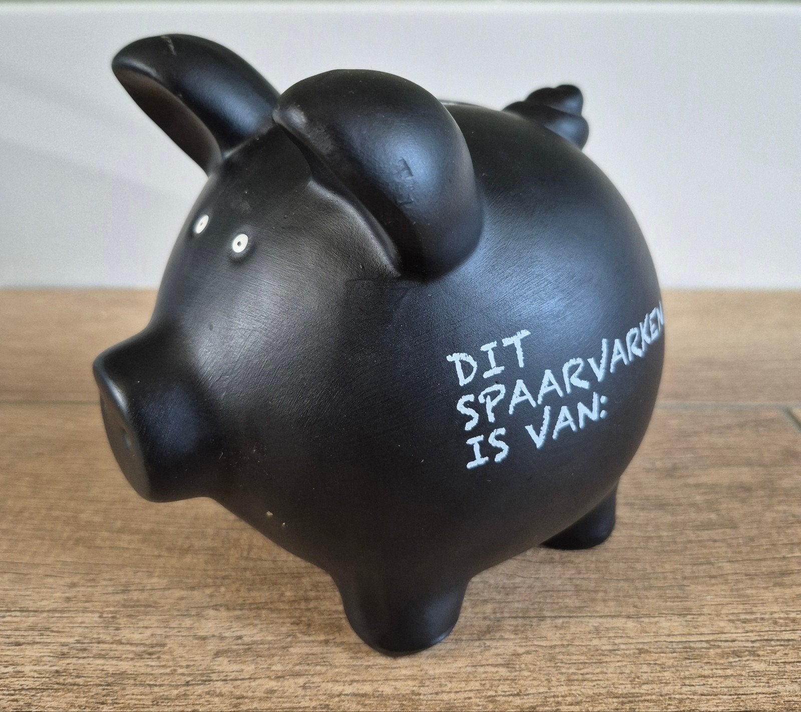 2=1 Spaarpot, spaarvarken zwart, Ophalen of Verzenden, Gebruikt, Steen, Aardewerk of Keramiek, Dier