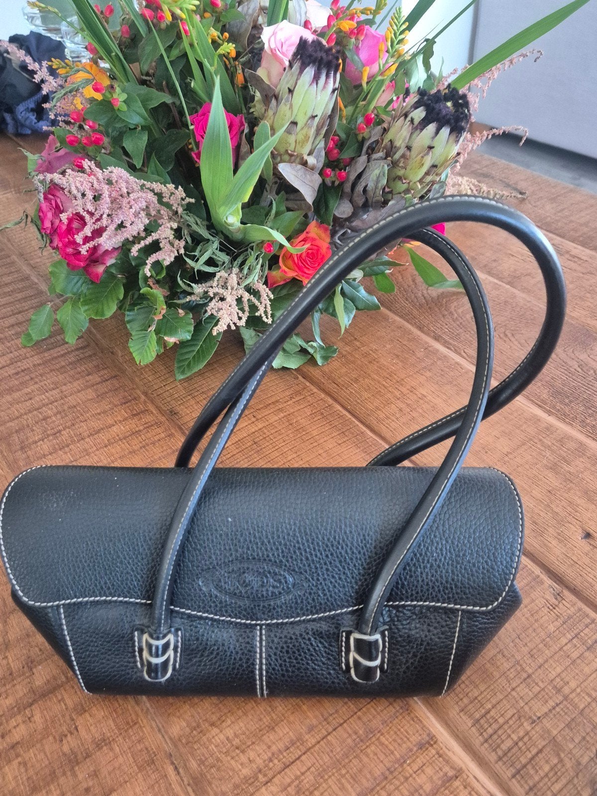 Tod's zwarte leren klassieke handtas, Ophalen of Verzenden, Gebruikt, Zwart, Handtas