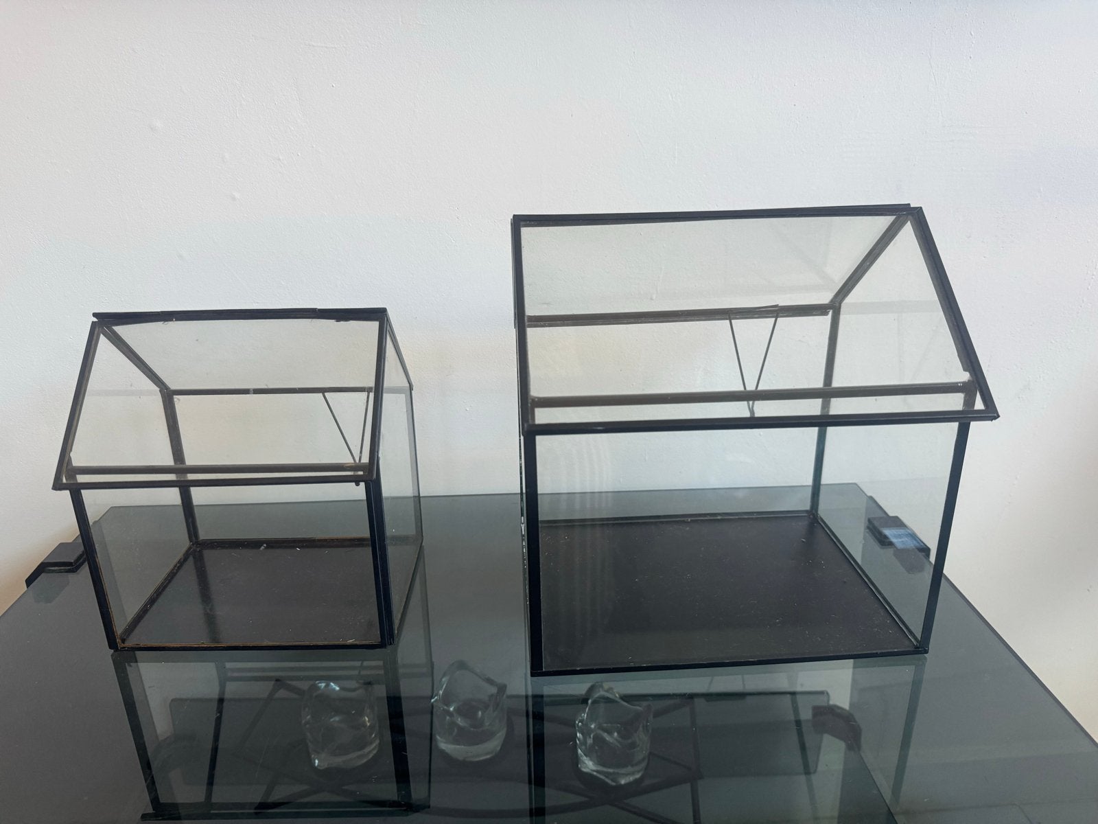Glazen terrarium en etagere, Huis en Inrichting, Ophalen of Verzenden, Modern, Glas, Gebruikt