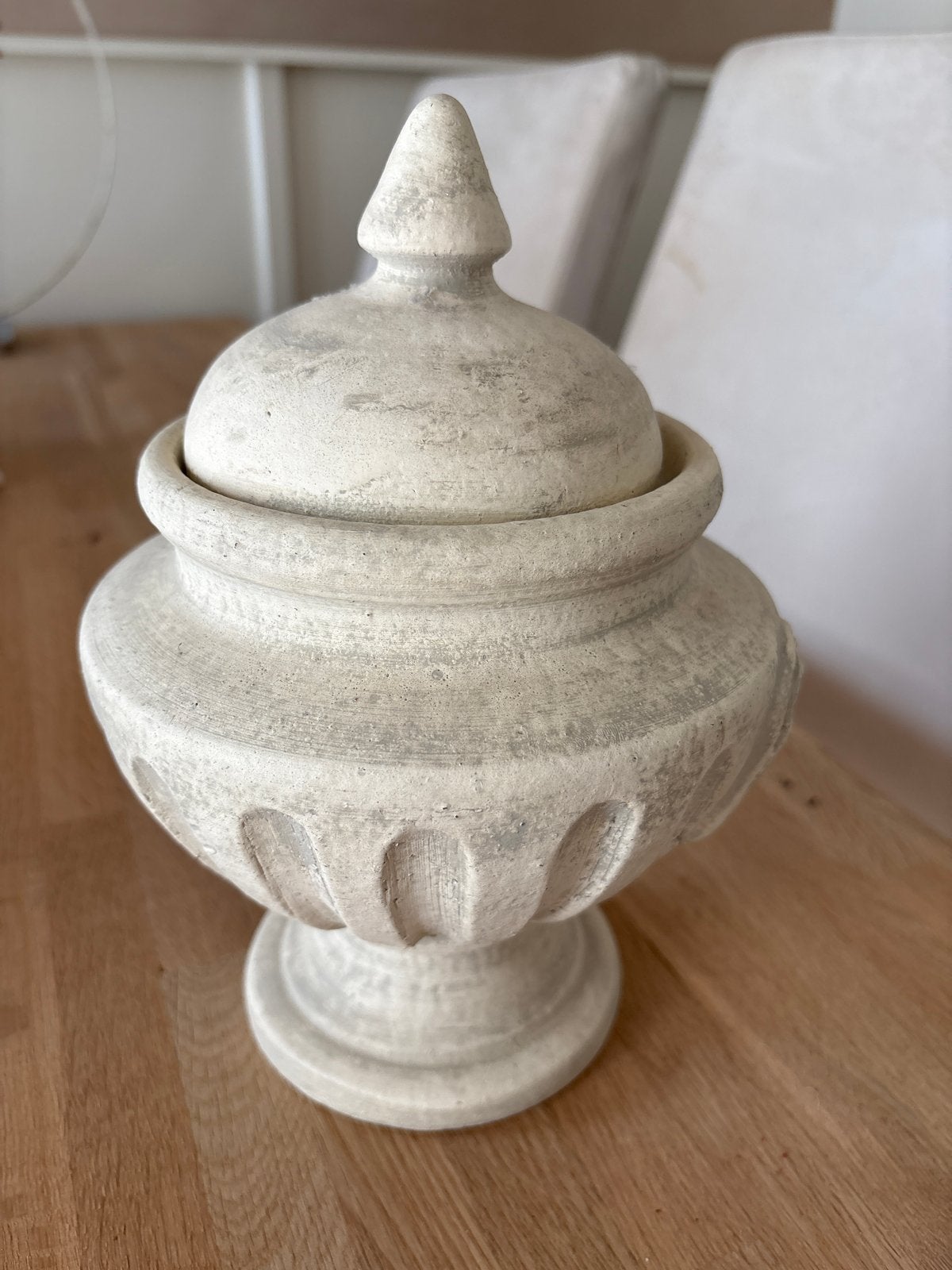 Decoratieve Pot met Deksel - Crème/Grijs, Ophalen