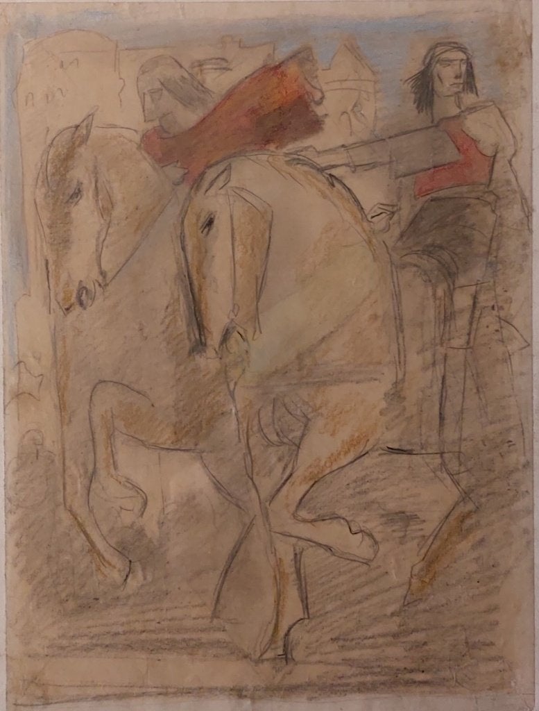 -Willem v. Konijnenburg- ''krijgers te paard'' studie., Ophalen of Verzenden