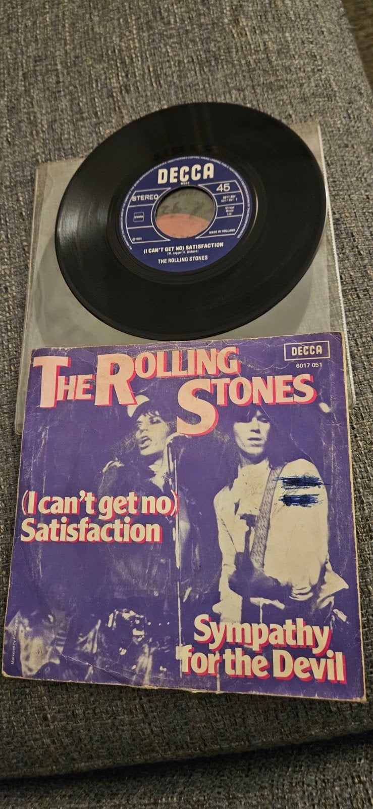 The Rolling Stones-Satisfaction-Sympathy for the devil 1980, Gebruikt, 7 inch, Fotohoes, Ophalen of Verzenden