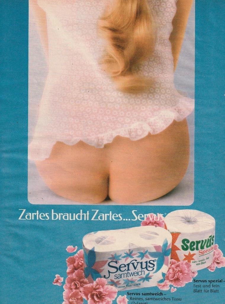 Retro reclame 1972 Servus toiletpapier naakte vrouw, Verzenden, Overige typen