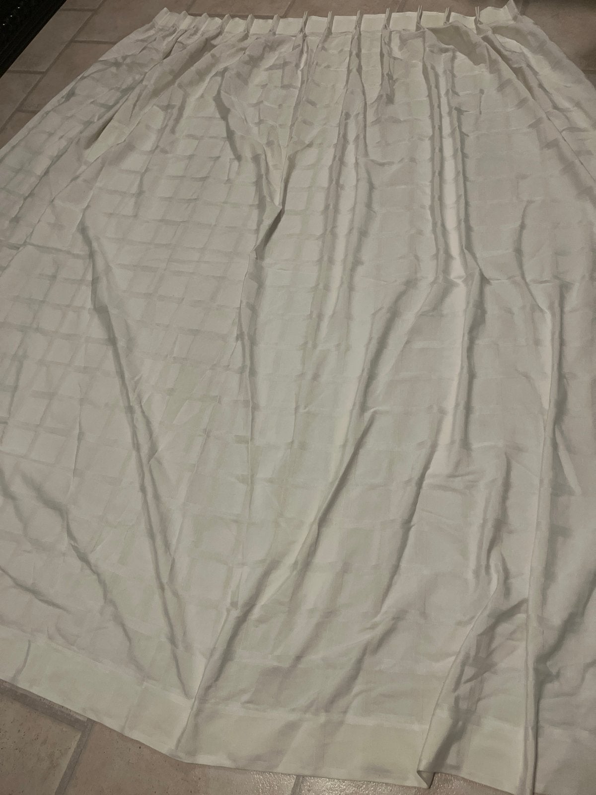 Witte gordijnen met ruitpatroon (210x140 cm), Gebruikt, Wit, Ophalen of Verzenden, Lichtdoorlatend